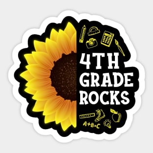 Sunflower Fourth Grade Rocks Shirt Teacher Student Kid Back To School Sticker